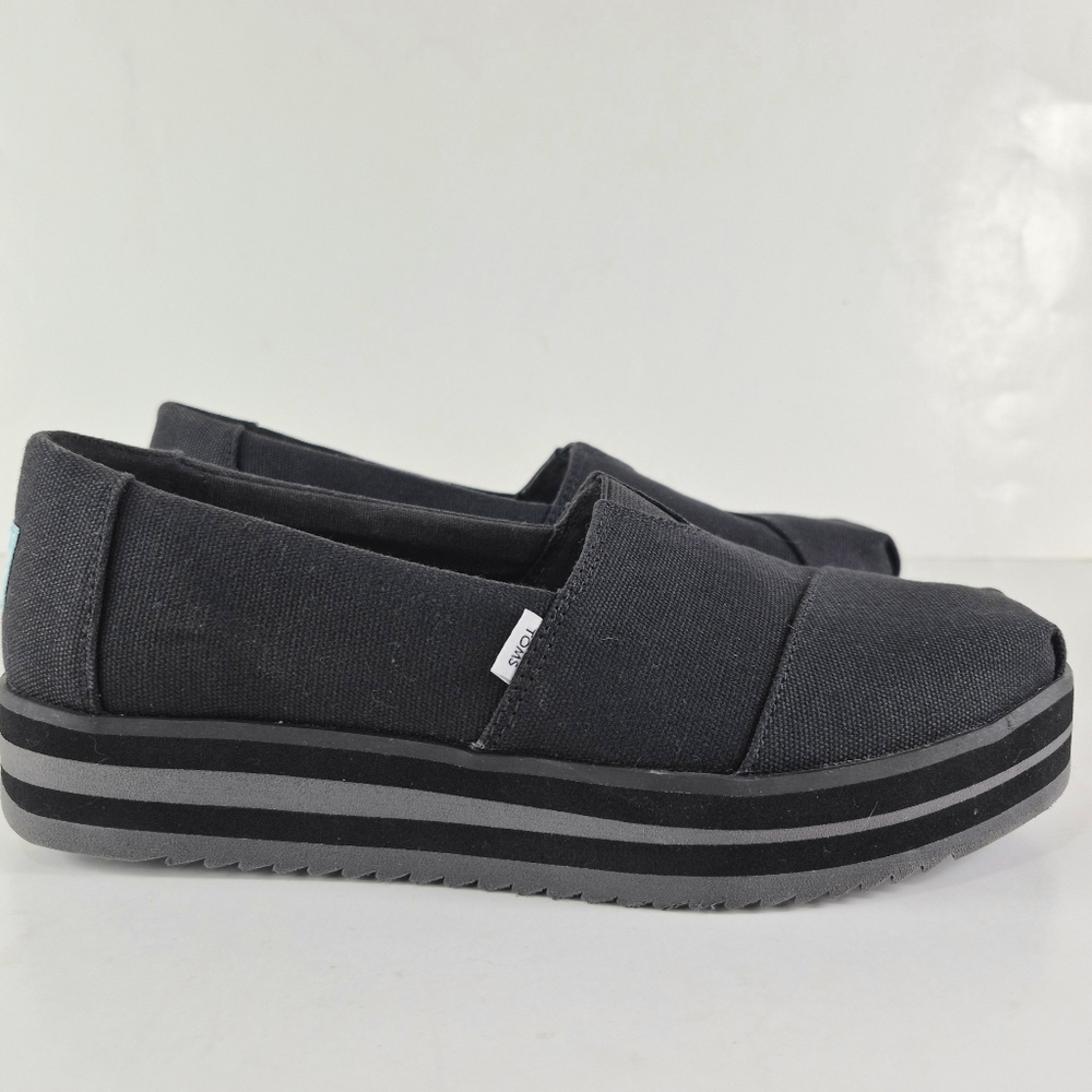 Sz 8 Toms Alpargata canvas platform flats - Picture 6 of 12